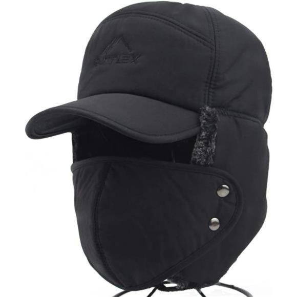 Winter Trapper Hat for Men Ski Hunting Hat with Earflaps Black, Solid - Picture 1 of 7